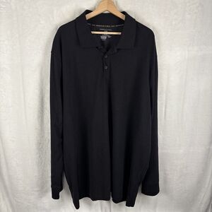 Shaquille O' Neal Men's Long Sleeve Polo Shirt Size 3XL Black Birdseye NWT